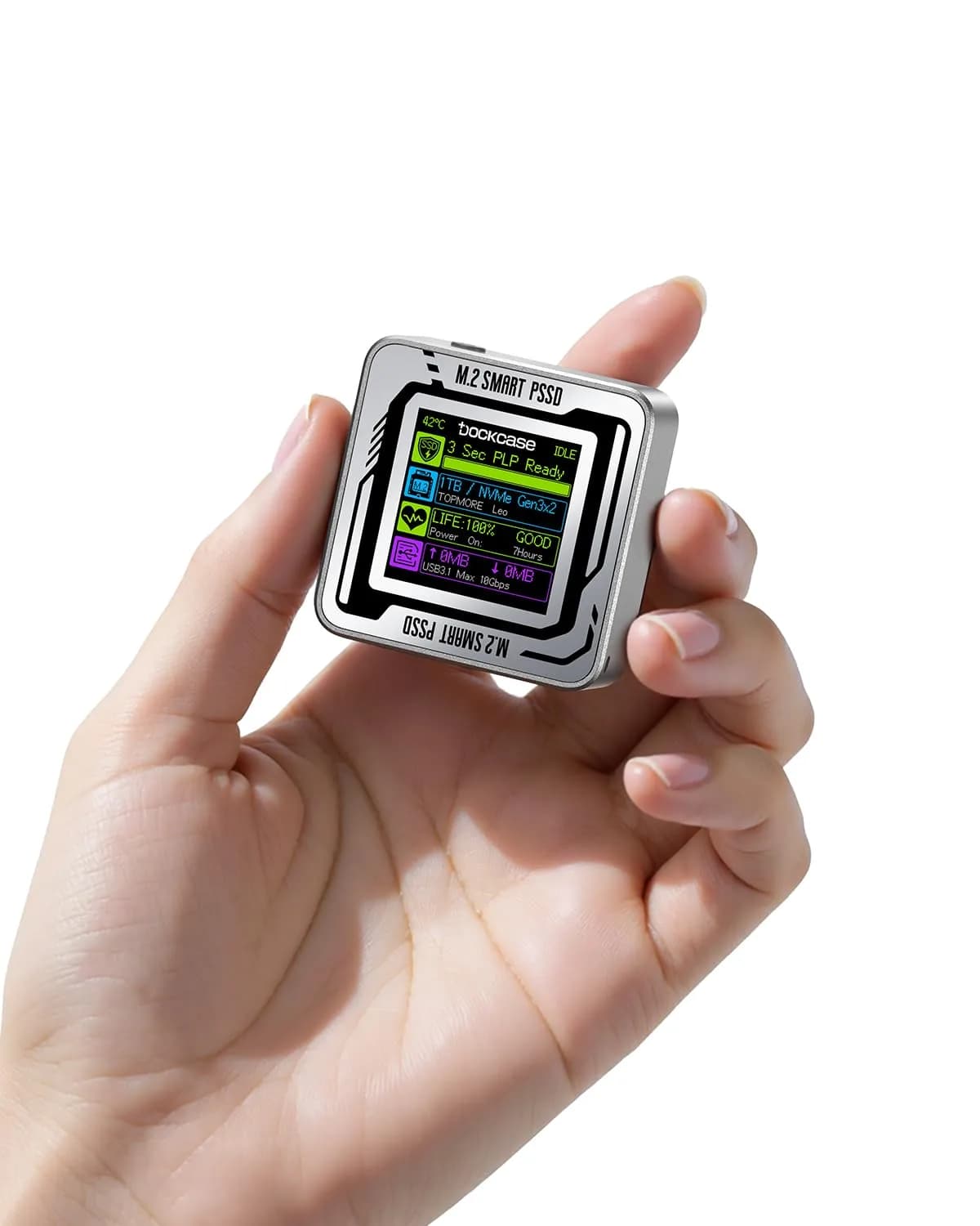 DockCase Pocket M.2 2230 NVMe SSD Enclosure Silver | USB 3.2 Gen 2 10Gbps Type-C for PCIe M-Key B+M Key UASP