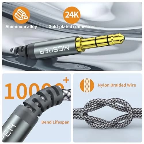 MCSPER 3.5mm to 2.5mm Aux Audio Cable 1.5m (5FT) | High Fidelity Audio Transmission thumbnail 5