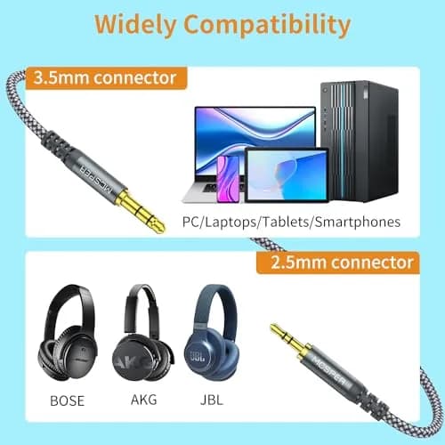 MCSPER 3.5mm to 2.5mm Aux Audio Cable 1.5m (5FT) | High Fidelity Audio Transmission thumbnail 3