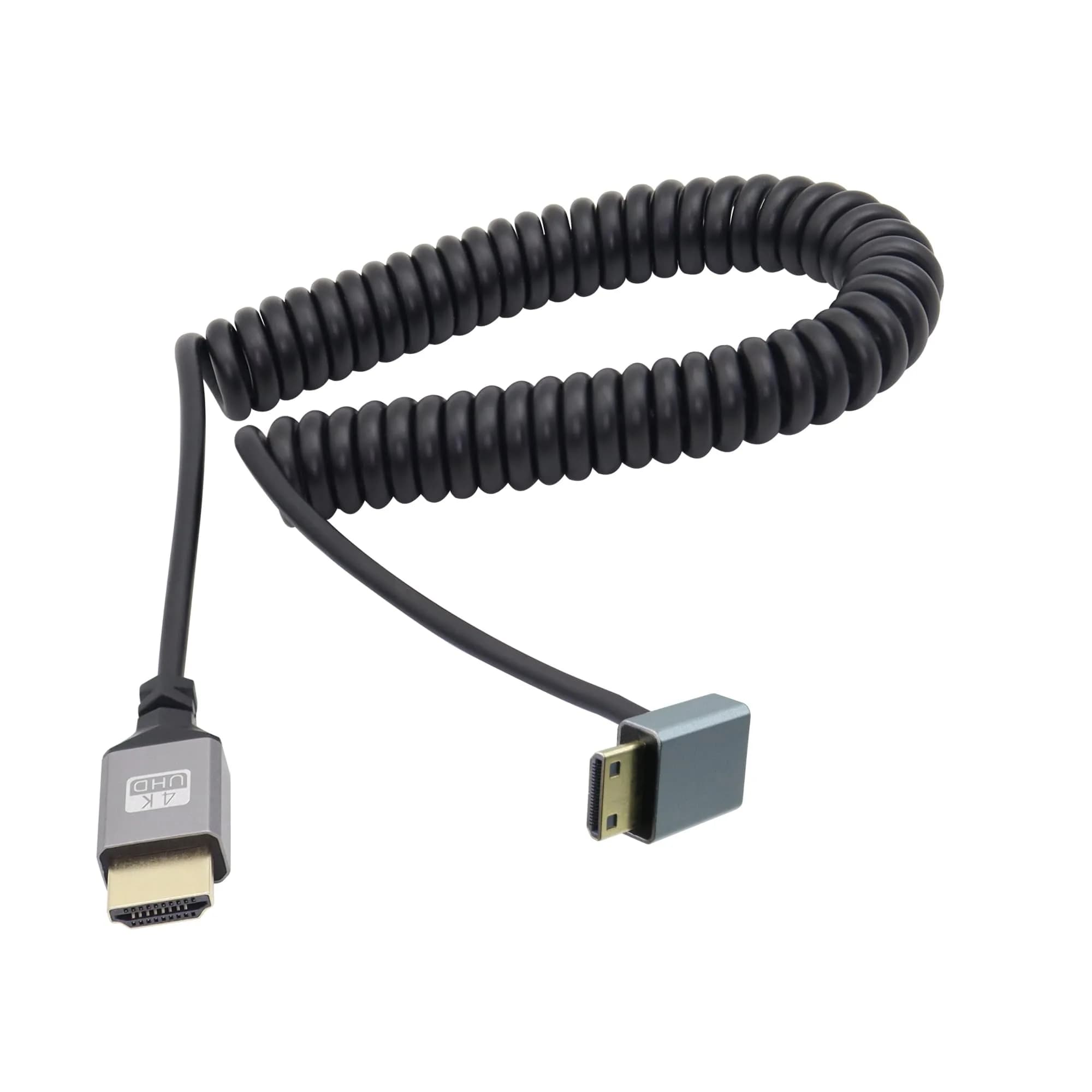 RIIEYOCA 90 Degree Right Angle UHD 4K Mini HDTV to HDTV Coiled Cable 1.5m (5ft) | Supports 4K@60Hz, 18Gbps — DOWN