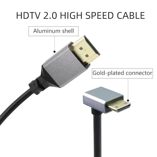 RIIEYOCA 90 Degree Down Angle UHD 4K Mini HDTV Male to HDTV Male 18Gbps Coiled Cable Supports 4K@60Hz,1080p,ARC,3D thumbnail 3