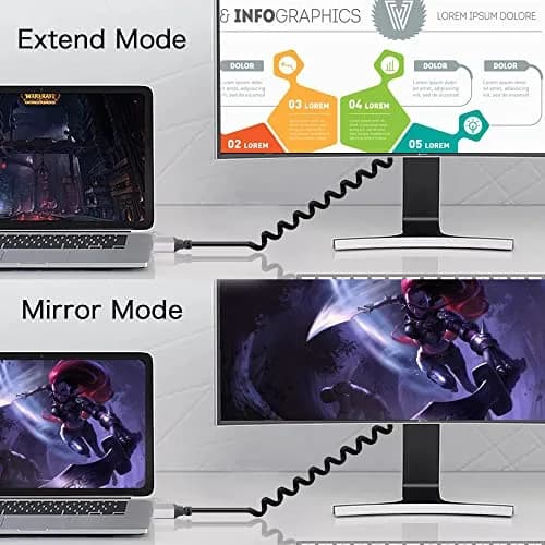RIIEYOCA 90 Degree Right Angle UHD 4K Mini HDTV to HDTV Coiled Cable 1.5m (5ft) | Supports 4K@60Hz, 18Gbps thumbnail 5