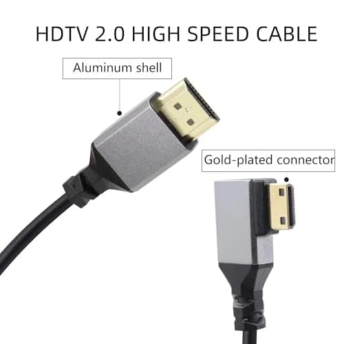 RIIEYOCA 90 Degree Right Angle UHD 4K Mini HDTV to HDTV Coiled Cable 1.5m (5ft) | Supports 4K@60Hz, 18Gbps thumbnail 2