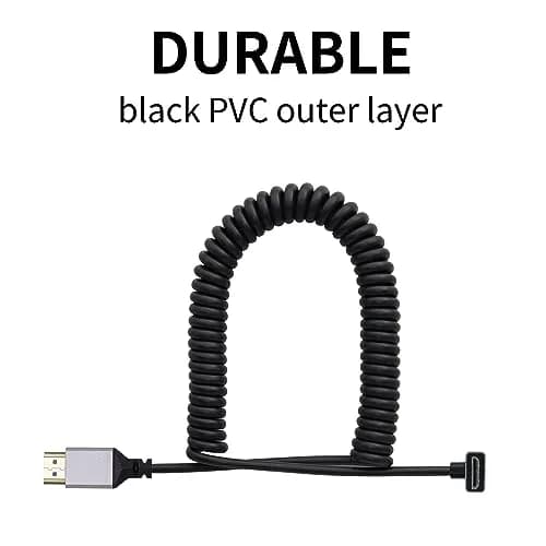RIIEYOCA 90 Degree UHD 4K Mini HDTV Male to HDTV Male Coiled Cable Supports 4K@60Hz,1080p,ARC,3D,Stretchable to 1.5M/5FT thumbnail 2