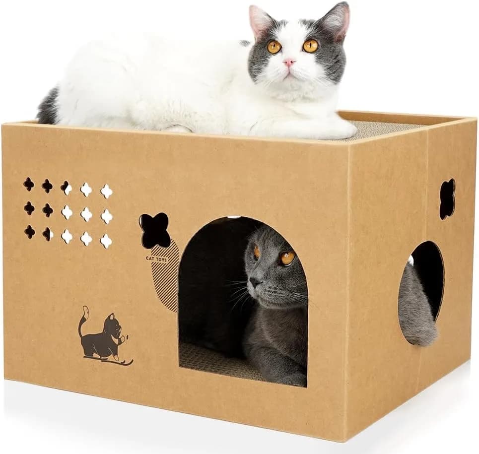 ARGOPET Cactus Cat Cardboard House with 2 Scratching Pads 30.1 cm (11.8 in) | Recycled Corrugated Board Villa for Indoor Cats thumbnail 5