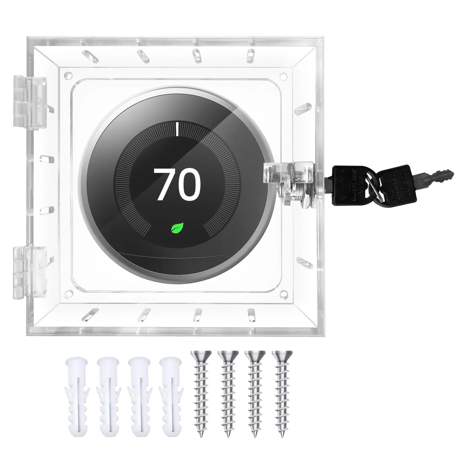 Young Dance Thermostat Lock Box with 2 Keys, Clear Acrylic Cover for Small Thermostats | Prevents Tampering & Unauthorized Adjustments - main product image