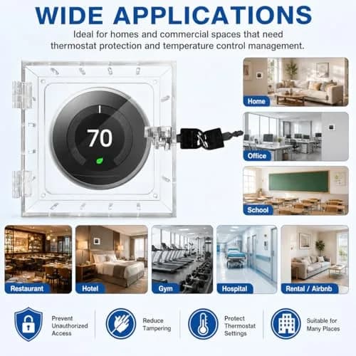 Young Dance Thermostat Lock Box with 2 Keys, Clear Acrylic Cover for Small Thermostats | Prevents Tampering & Unauthorized Adjustments thumbnail 7