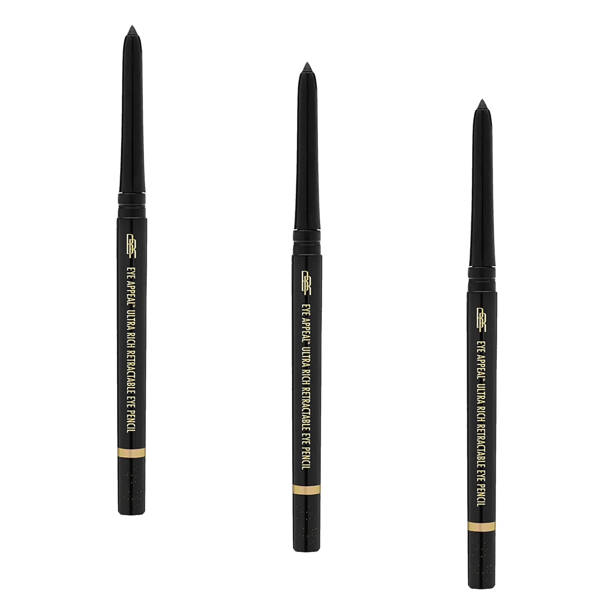 Black Radiance Eye Appeal Eyeliner Pencil Retractable, Sparkling Black, 0.008 oz (Pack of 3) | Pigment-Rich Color for Eyelids - main product image