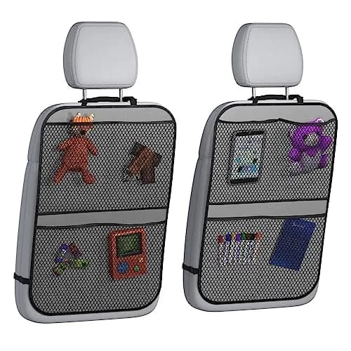 lebogner Grey 4-Pocket Kick Mats with Universal Fit | Waterproof Polyester Seat Back Protectors thumbnail 1
