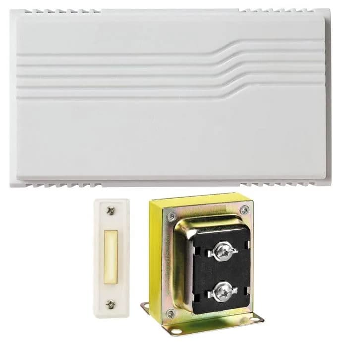 Newhouse Hardware Two Note Wired Door Bell Chime Kit with Transformer & Lighted Push Button | Classic Design Chime Kit