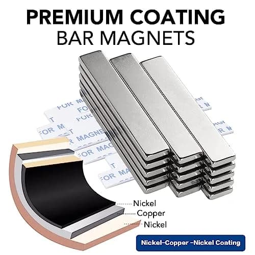 TRYMAG Strong Neodymium Bar Magnets with Adhesive Backing 60x10x3mm (25 Pack) | 18 lb Pull Force Utility Magnets thumbnail 2