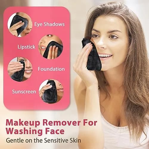Natwag Reusable Microfiber Makeup Remover Cloths 6" x 6" (12 Pack, Mix Color) | Gentle Face Washcloths for Sensitive Skin thumbnail 2