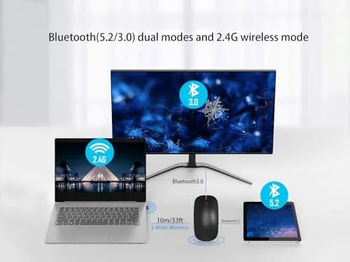 AIKOKOK Wireless Bluetooth Mouse, Rechargeable Dual Mode, Black | Silent, Portable, 2.4G & Bluetooth 5.2/3.0 thumbnail 7
