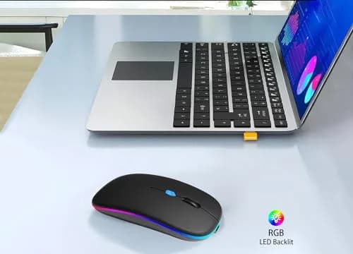 AIKOKOK Wireless Bluetooth Mouse, Rechargeable Dual Mode, Black | Silent, Portable, 2.4G & Bluetooth 5.2/3.0 thumbnail 2