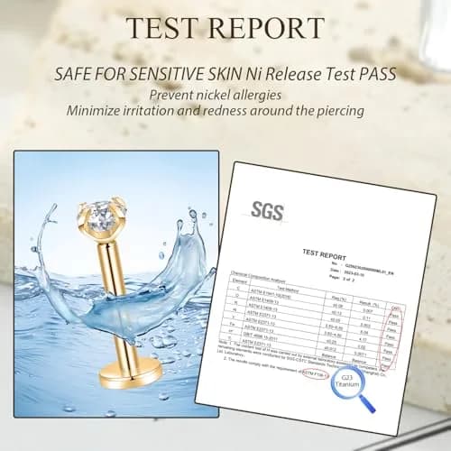 GAGABODY Labret Studs 16g G23 Titanium Lip Piercing Jewelry CZ Internally Threaded Earrings Gold Tragus Earrings 6mm Helix Stud Cartilage Piercing thumbnail 6