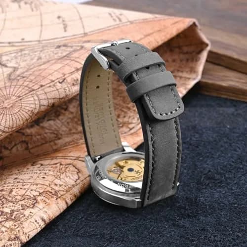 WOCCI 20mm Retro Nubuck Leather Watch Band with Silver Buckle | Quick Release Replacement Strap thumbnail 7