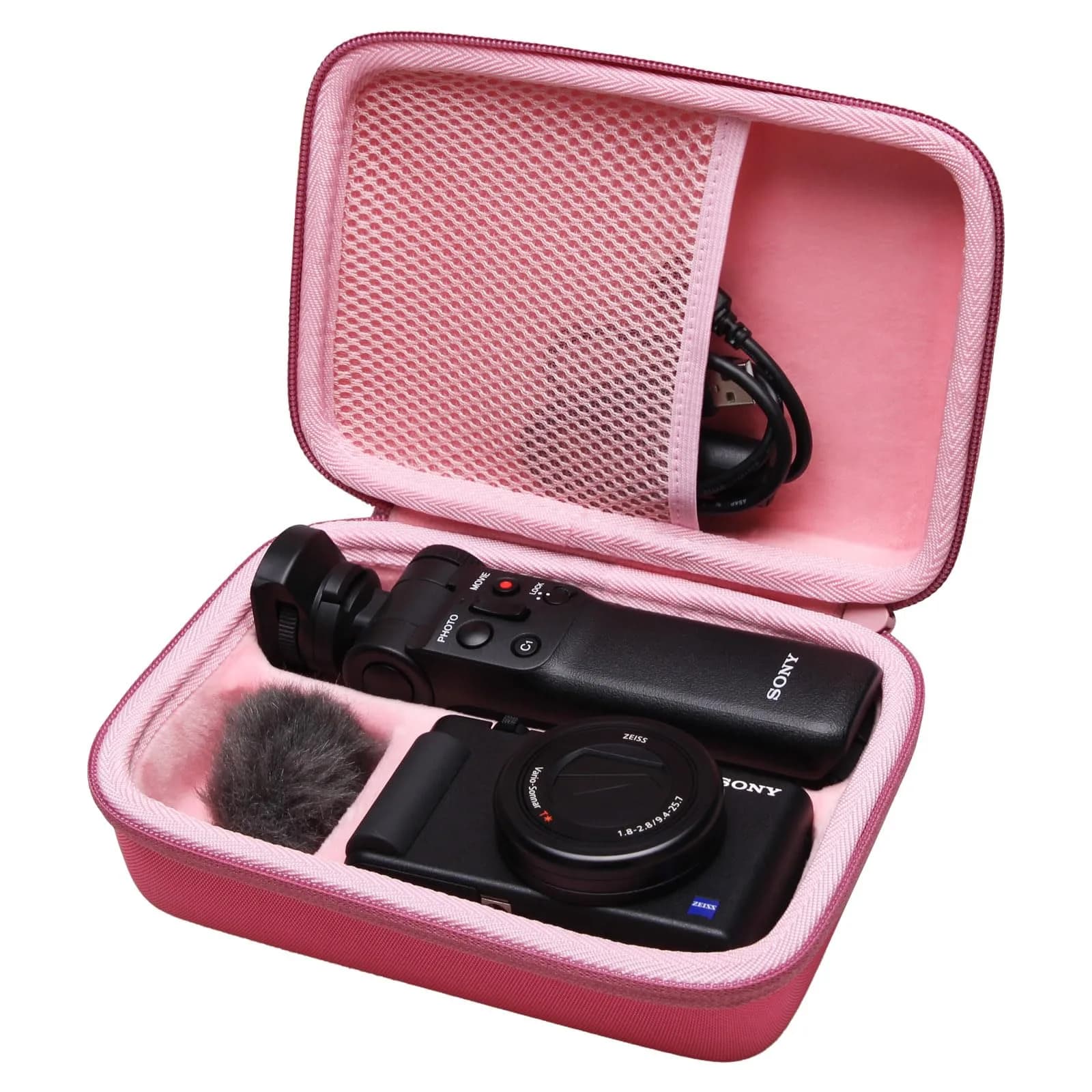 L LTGEM Camera Case for Sony ZV-1F/ZV-1/ZV-1 II | Shockproof & Water-Resistant Rose Gold — Magenta+Pink