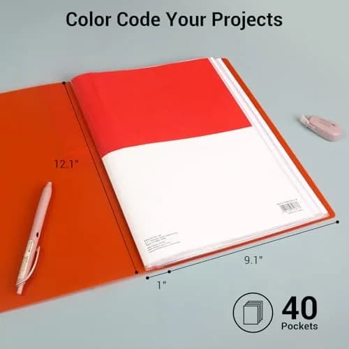 Kokuyo Clear Storage Binder with 40 Plastic Sleeves, A4 (30.7 x 23.2 x 2.6 cm) | Archival-Grade Acid-Free Pockets thumbnail 2