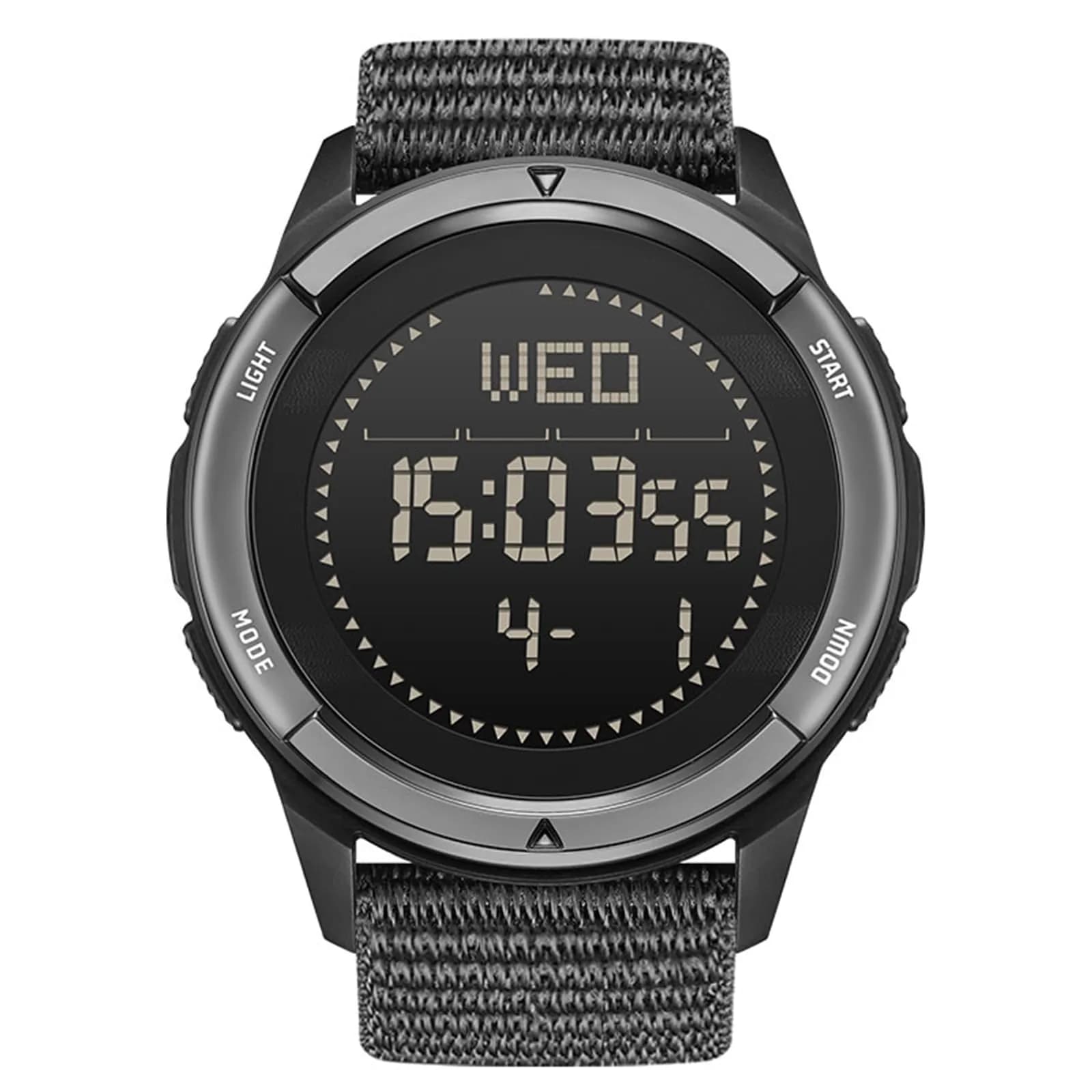 NORTH EDGE TANK3 Men’s Digital Sports Watch, Tactical Military Watch with Compass, Pedometer, Stopwatch, EL Backlight, 50M Water Resistant — Black/Black