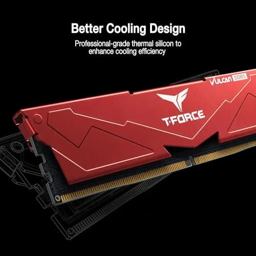 TEAMGROUP T-Force Vulcan DDR5 32GB (2x16GB) 6000MHz CL30 Red | High-Performance Desktop Memory Module thumbnail 4