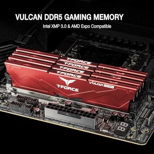 TEAMGROUP T-Force Vulcan DDR5 32GB (2x16GB) 6400MHz CL32 Desktop Memory Module Ram | High-Speed PC5-51200 RAM thumbnail 2