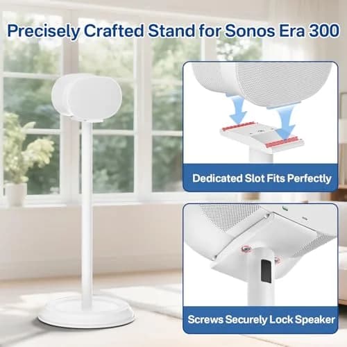 Chunxiao Heavy-Duty Speaker Stand for Sonos Era 300, White | 99.9 cm (39.4 Inches) Floor Speaker Stand with Cable Management thumbnail 2
