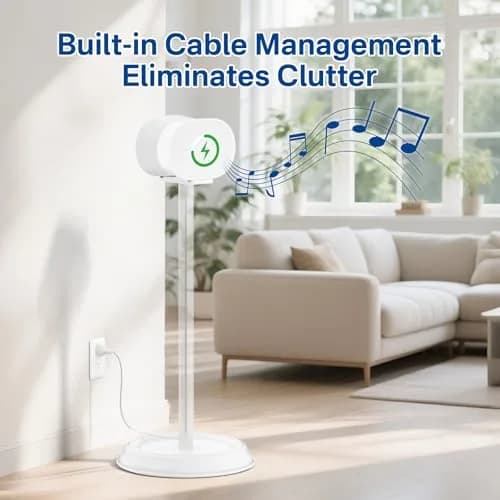 Chunxiao Heavy-Duty Speaker Stand for Sonos Era 300, White | 99.9 cm (39.4 Inches) Floor Speaker Stand with Cable Management thumbnail 4