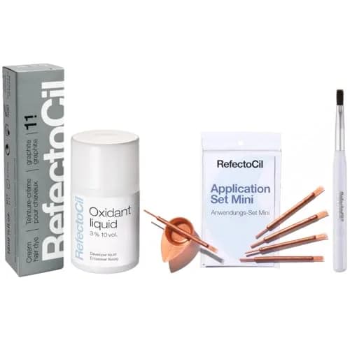 RefectoCil Hair Tinting Kit – Cream Dye + Liquid Developer – Graphite #1.1 | Semi-Permanent Hair Color for Grey & White Hair (1 Fl Oz) thumbnail 1