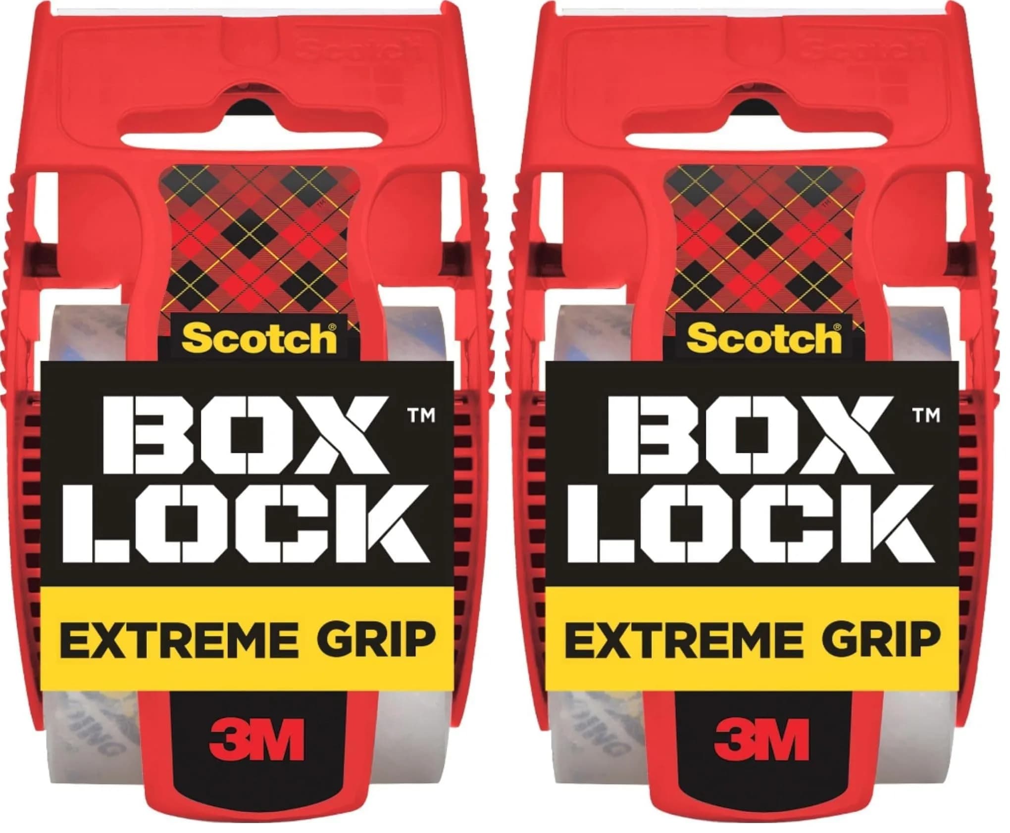 Scotch Box Lock Packaging Tape with Dispenser 1.88 in x 800 in Clear | Extreme Grip, Sticks Instantly to Any Box (Pack of 2)