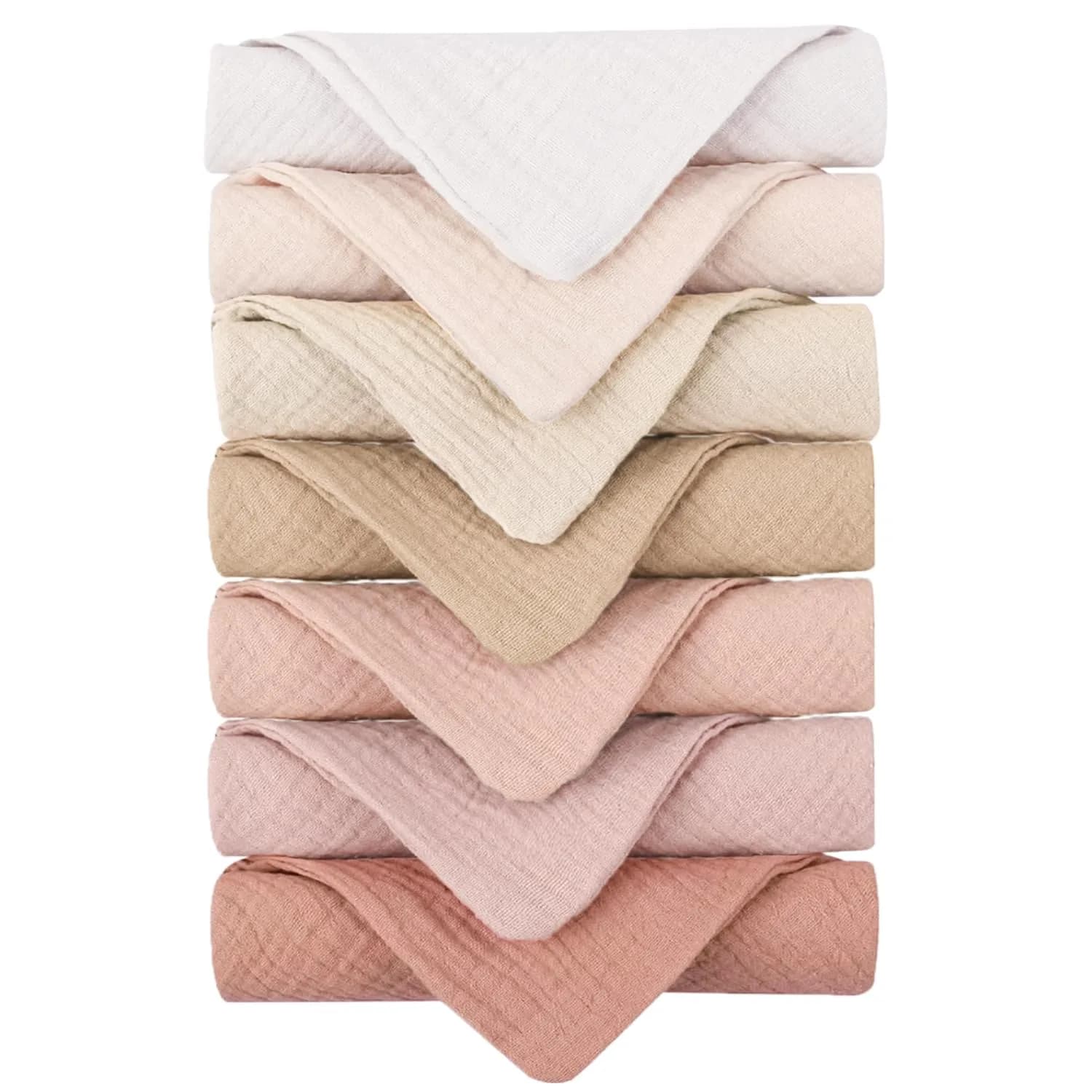 Konssy 7 Pack Muslin Baby Washcloths 28cm x 28cm (11"x11") | Soft Cotton Baby Bath Towels for Newborns - main product image