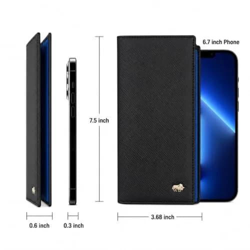 BISON DENIM Men's Long Bifold Wallet with AirTag Holder, RFID Leather, 19 cm (7.5") | Genuine Cowhide Leather thumbnail 5