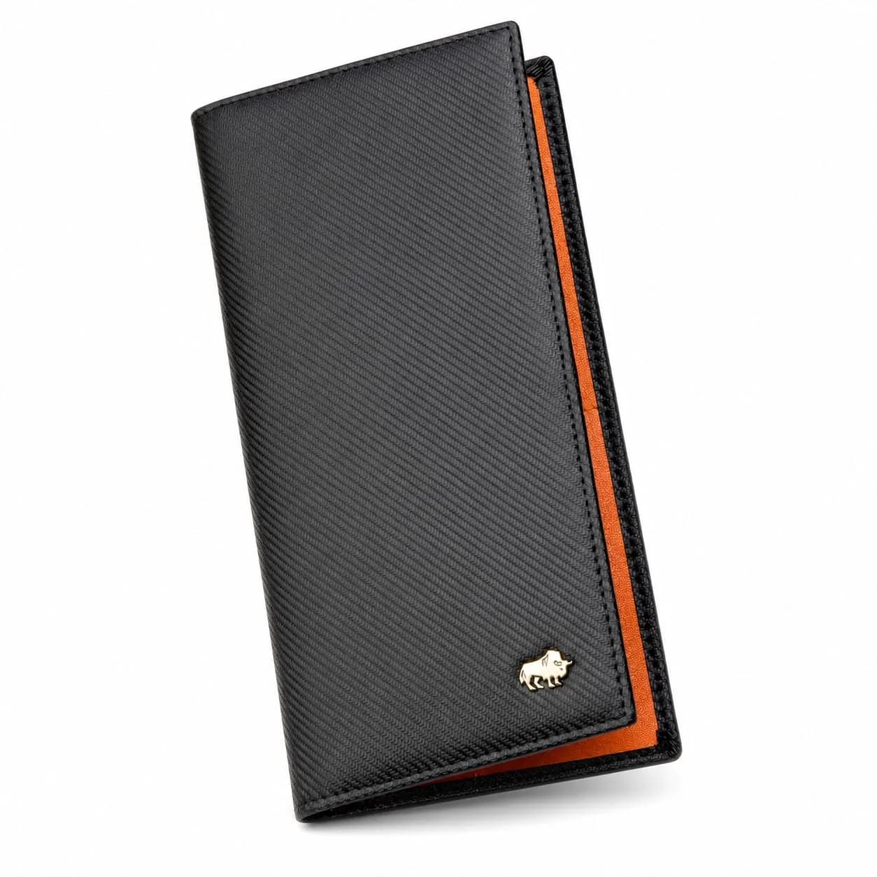 BISON DENIM Long Wallet for Men with AirTag Holder, RFID Leather Bifold | Slim, Organized, Genuine Cowhide - main product image