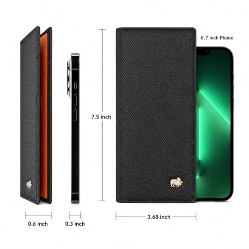BISON DENIM Long Wallet for Men with AirTag Holder, RFID Leather Bifold | Slim, Organized, Genuine Cowhide thumbnail 5