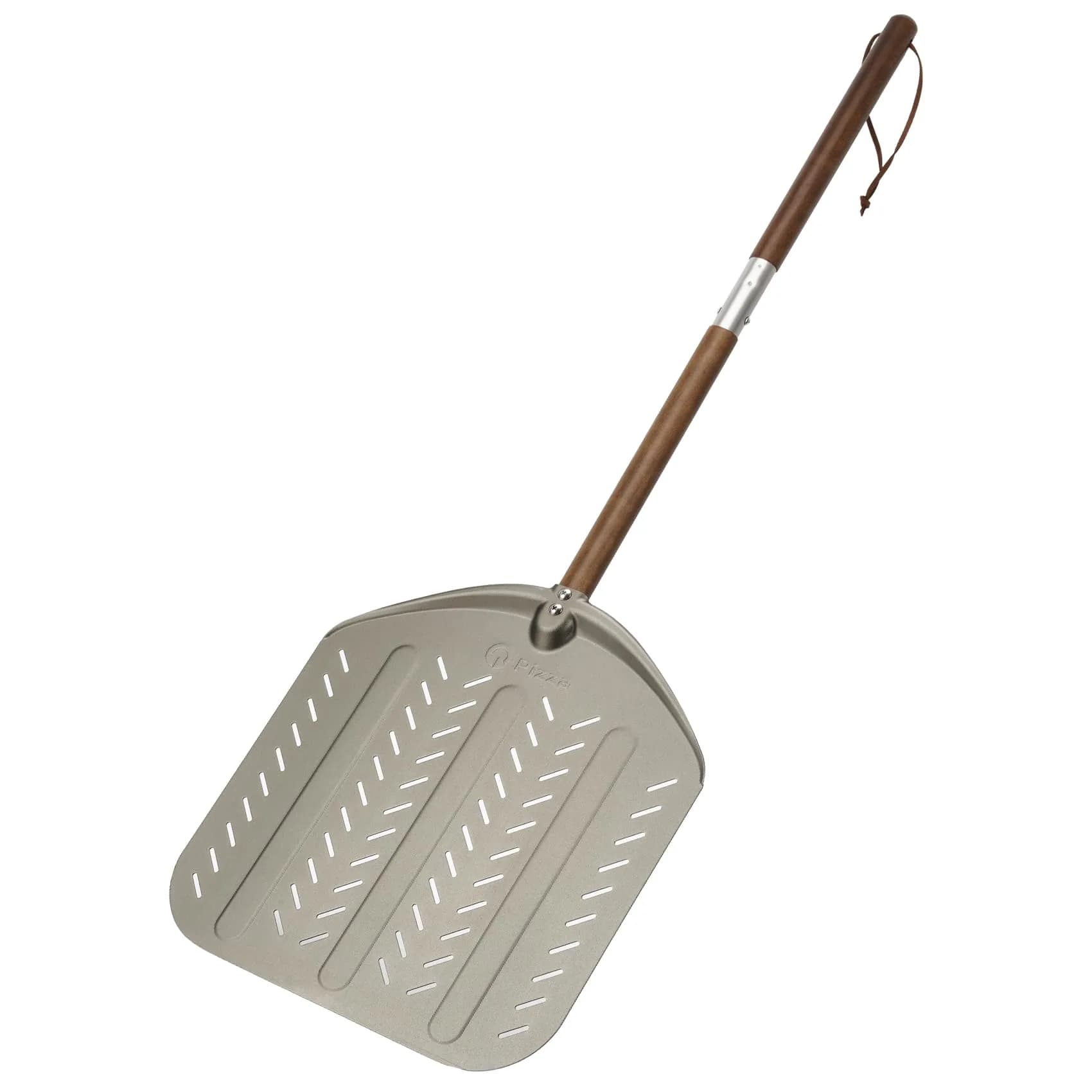 Q Pizza Perforated Pizza Peel 14" x 42" with Detachable Wood Handle & Rolling Pin Function | Lightweight Aluminum, Non-Stick, Oven-Safe - main product image
