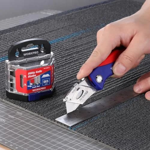WORKPRO Utility Knife Blades 50 Pack with Dispenser | SK5 Steel Replacement Blades for DIY & Professional Use thumbnail 7