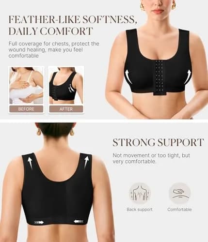 BRABIC Women's Post-Surgery Compression Bra with Front Closure & Adjustable Straps, Medium | Post-Mastectomy Support thumbnail 2