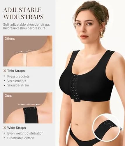 BRABIC Women's Post-Surgery Compression Bra with Front Closure & Adjustable Straps, Medium | Post-Mastectomy Support thumbnail 3