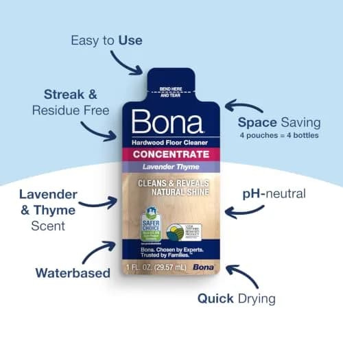 Bona Hardwood Floor Cleaner Concentrate, Lavender Thyme Scent, 1 fl oz (30ml) x 4 Pack | pH-Neutral Formula for Residue-Free Cleaning thumbnail 5