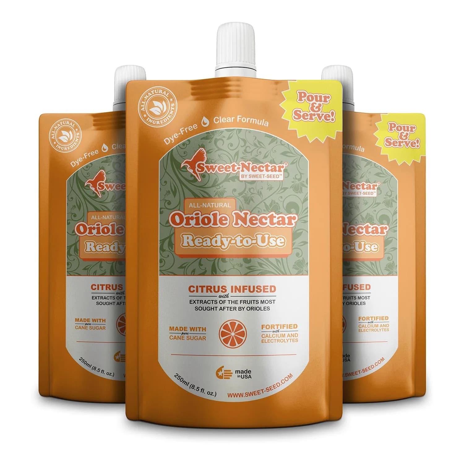 sweet-seed Oriole Nectar 250mL (8oz) | Ready to Use Nectar for Oriole Feeders