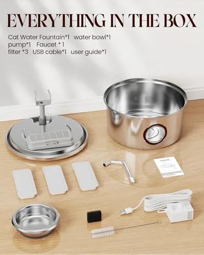 Hicuper Stainless Steel Cat Water Fountain 3.2L | Quiet Flow, Multi-Filter, Removable Bowl thumbnail 9