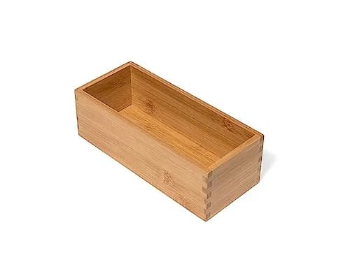 Lipper International Bamboo Wood Utensil Holder Storage Box for Cooking Tools, 4" x 9 1/4" x 3" | Versatile Organizer for Kitchen, Makeup & Office thumbnail 1