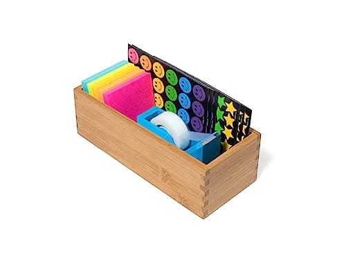Lipper International Bamboo Wood Utensil Holder Storage Box for Cooking Tools, 4" x 9 1/4" x 3" | Versatile Organizer for Kitchen, Makeup & Office thumbnail 4