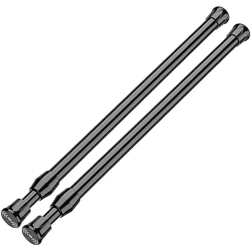 ZipGlo Black Spring Tension Curtain Rods 20 cm (8") - 2 Pcs | No-Drill Installation for Windows & Closets thumbnail 1