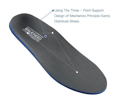 WALK·HERO Arch Support Inserts for Women Men, Relieve Plantar Fasciitis, Gray, 1 Pair | High Arch Orthotics thumbnail 2