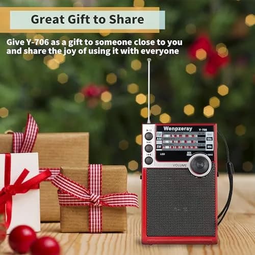 WENPZERAY Y706 Vintage AM FM SW Pocket Radio Red | Portable BT Speaker Receiver with DSP Sound thumbnail 7