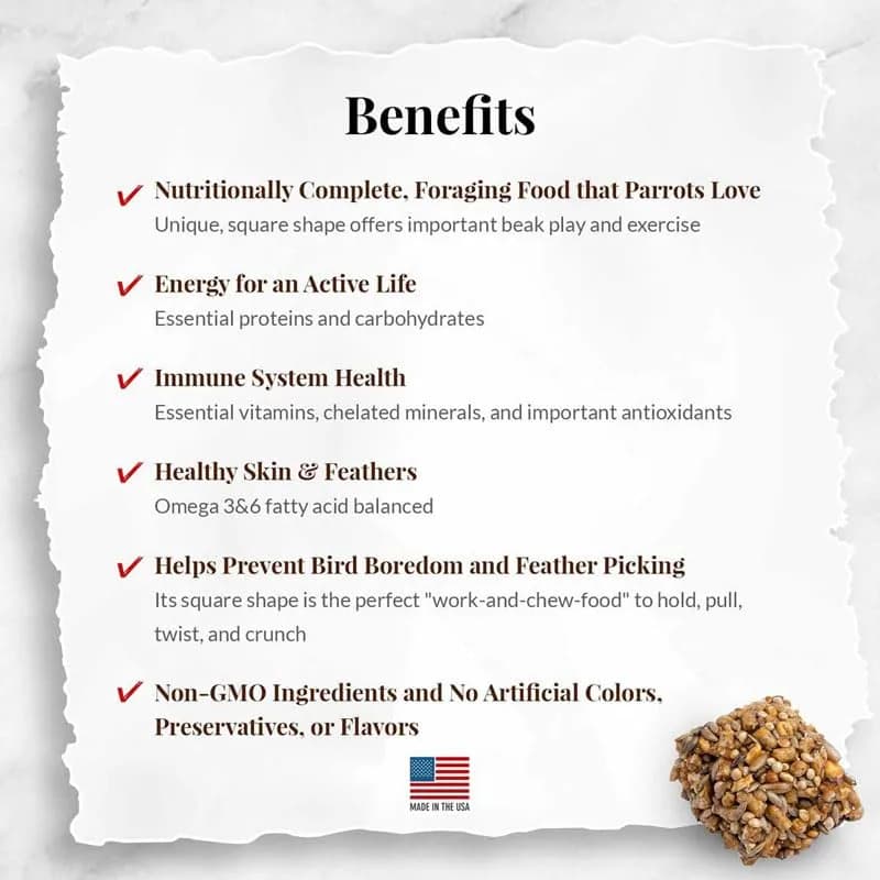 LAFEBER'S Classic Avi-Cakes Pet Bird Food 16 oz (454 g) | Non-GMO & Human-Grade Ingredients for Small Birds thumbnail 6