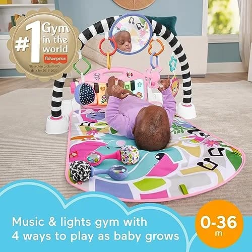 Fisher-Price Glow and Grow Kick & Play Piano Gym with Maracas | 91.4 cm (36 in) Lay & Play, Tummy Time, Sit & Play, Take-Along thumbnail 2