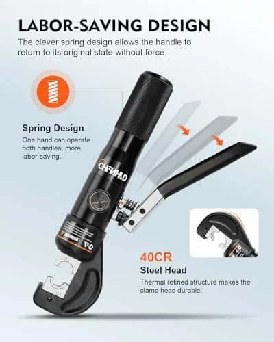 CHANHYD Hydraulic Wire Battery Cable Lug Terminal Crimper with 9 Dies | 12 AWG-2/0 AWG Electrical Cable Crimping Tool Kit thumbnail 3