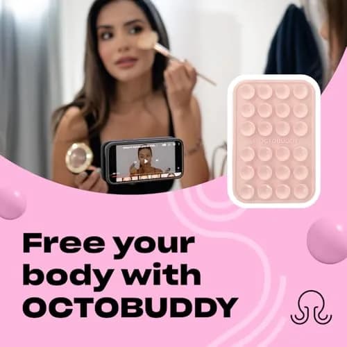 OCTOBUDDY Classic MAX Silicone Suction Phone Mount Chalk Pink | Hands-Free Content Creation & Selfies thumbnail 3