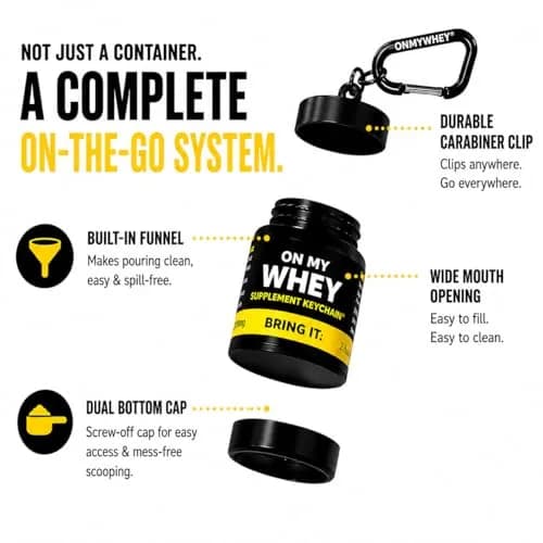 ONMYWHEY Double Scoop Protein and Supplement Keychain Funnel 180ml (6 oz) | BPA-Free Plastic with Carabiner thumbnail 4